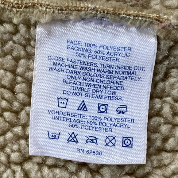 Vtg Y2K Lands End Tan Faux Suede Sherpa Fleece Lined Soft Barn Coat Jacket 14/16 - Picture 10 of 13